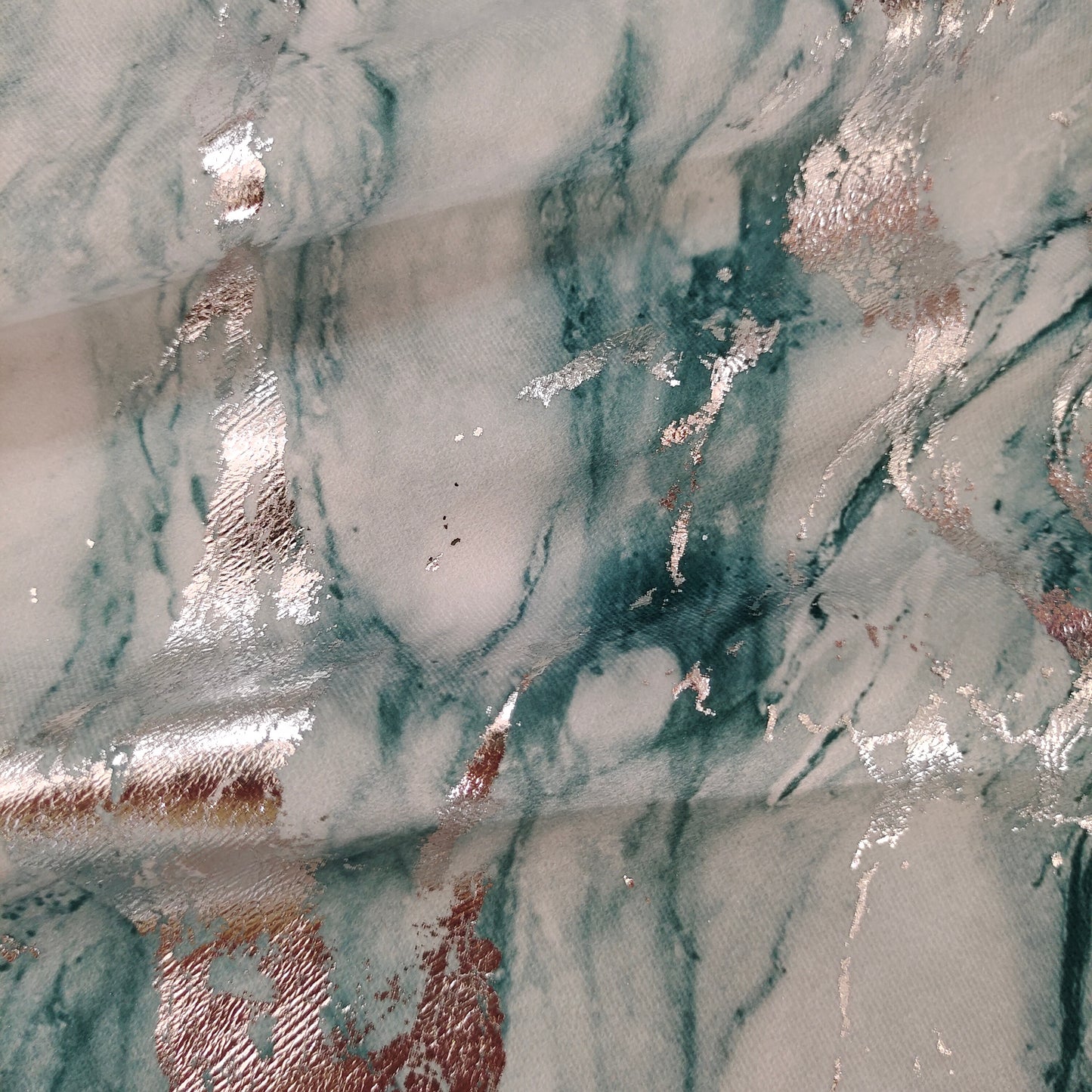 Green/Silver Velvet Digital Printed And Foil Printed