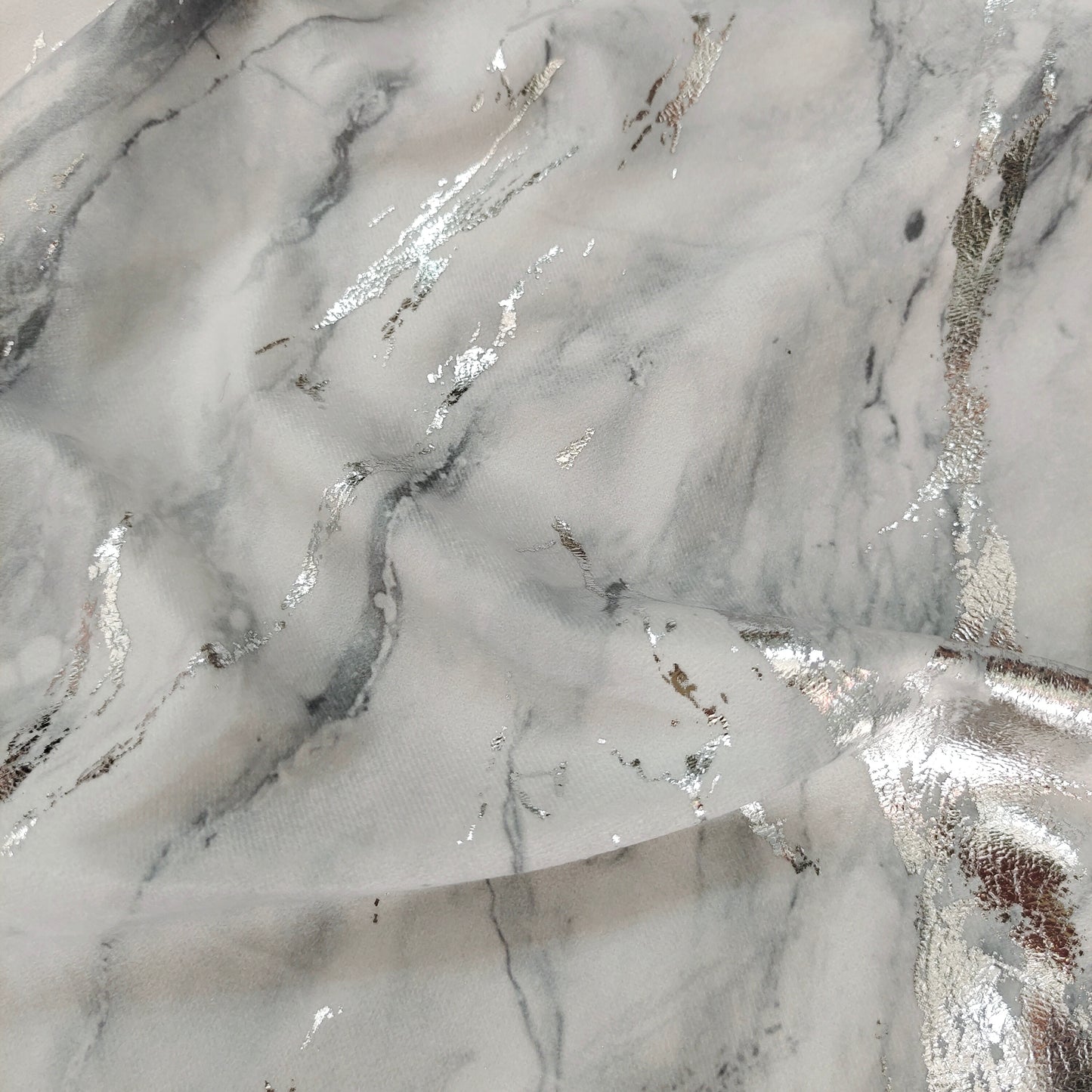 Gray /Silver Velvet Digital Printed And Foil Printed