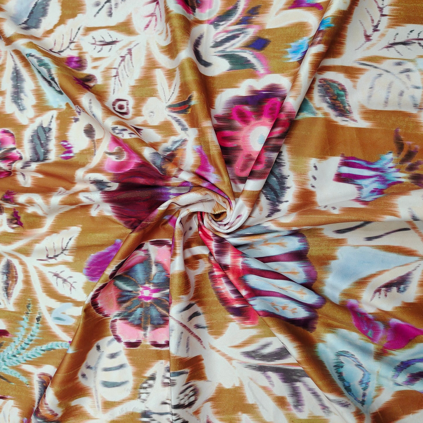 Abstract Floral Digital Printed Velvet