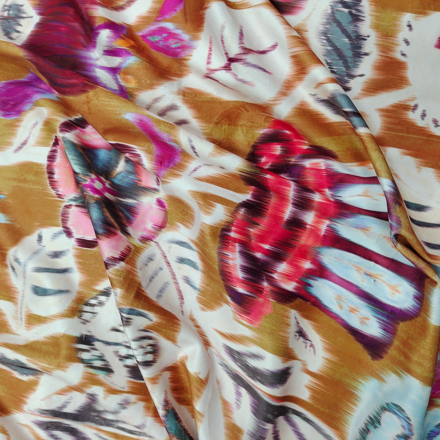 Abstract Floral Digital Printed Velvet