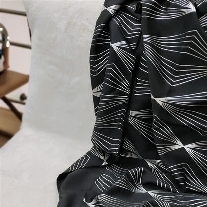 Black Blackout Fabric Silver Foil Printed