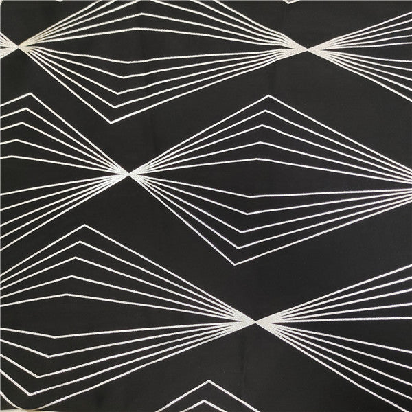 Black Blackout Fabric Silver Foil Printed