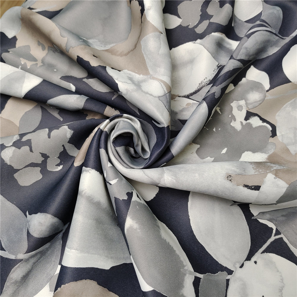 Black/Gray  Floral Flame Retardant Blackout Fabric