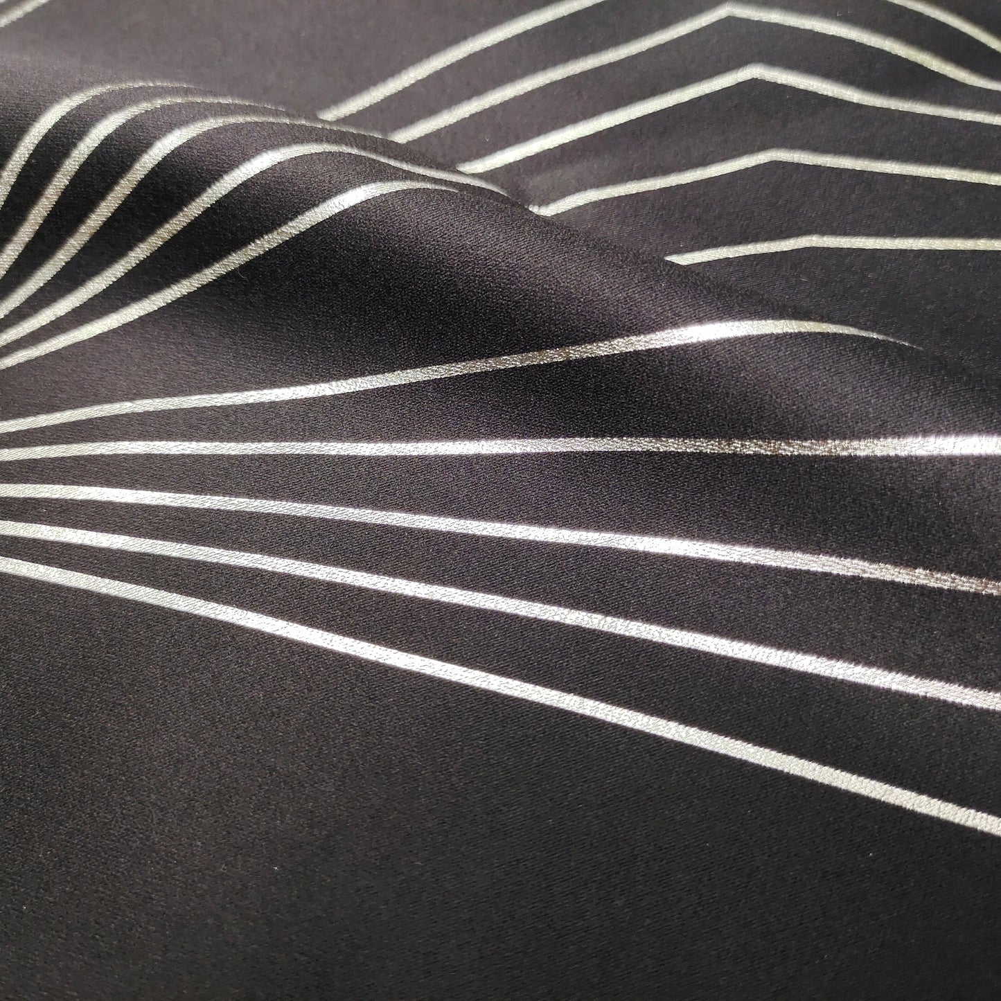 Black Blackout Fabric Silver Foil Printed