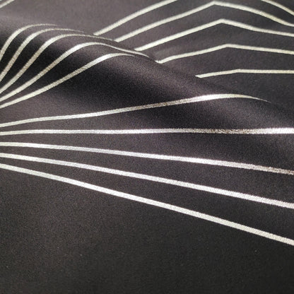 Black Blackout Fabric Silver Foil Printed