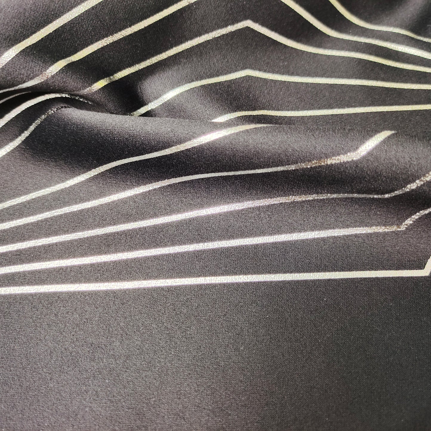 Black Blackout Fabric Silver Foil Printed