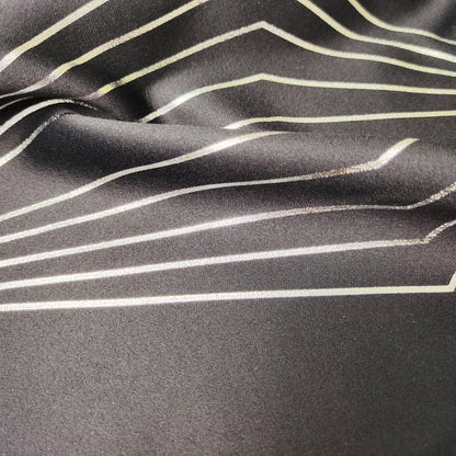 Black Blackout Fabric Silver Foil Printed