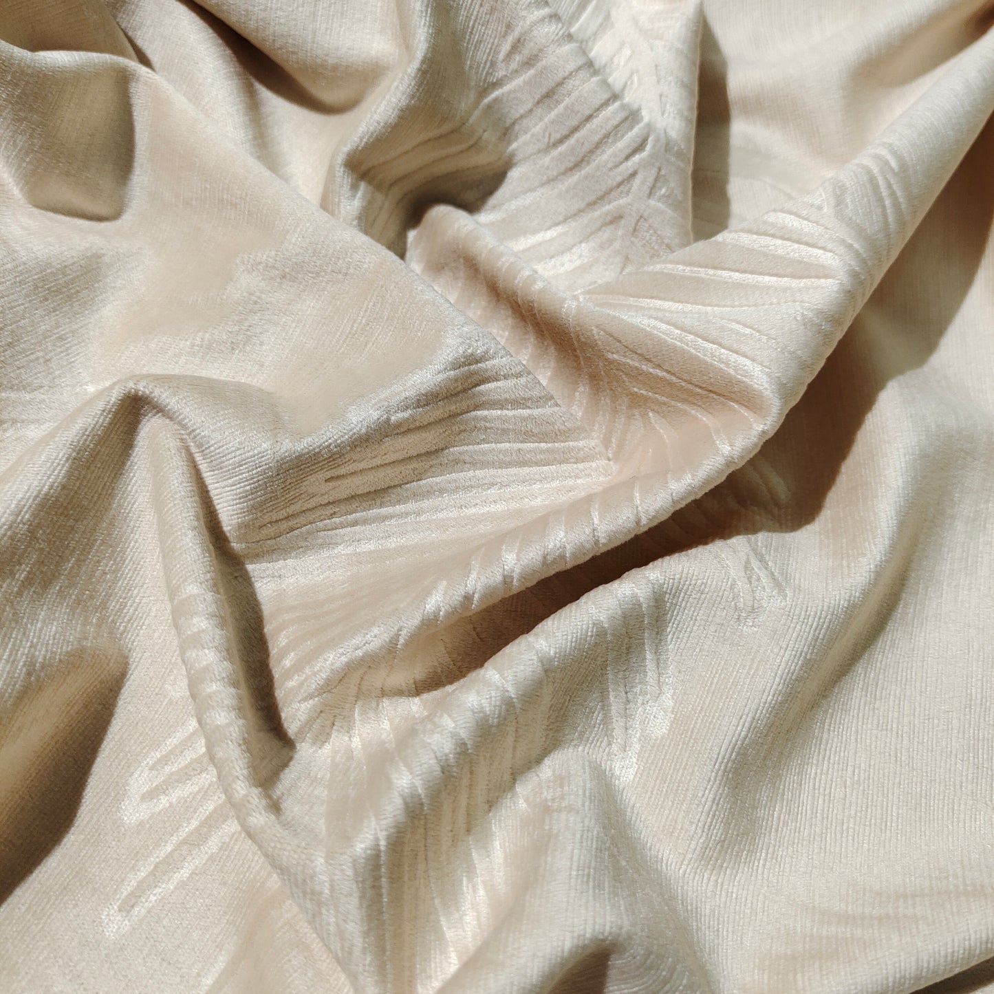 Beige Backout Fabric Velvet Embossed Pattern Leaves