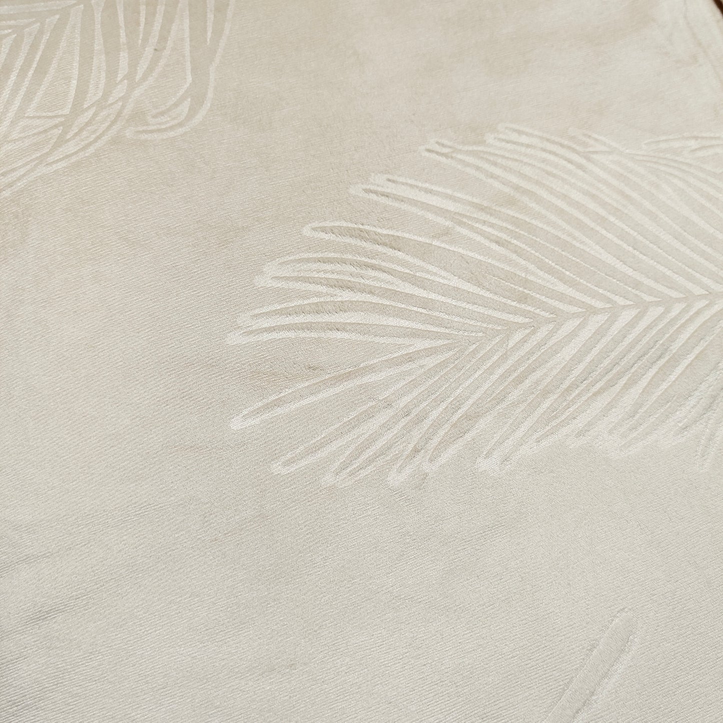 Beige Backout Fabric Velvet Embossed Pattern Leaves