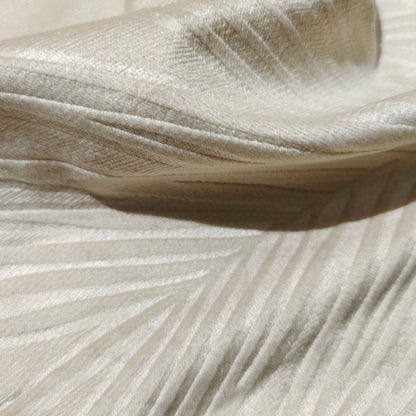 Beige Backout Fabric Velvet Embossed Pattern Leaves