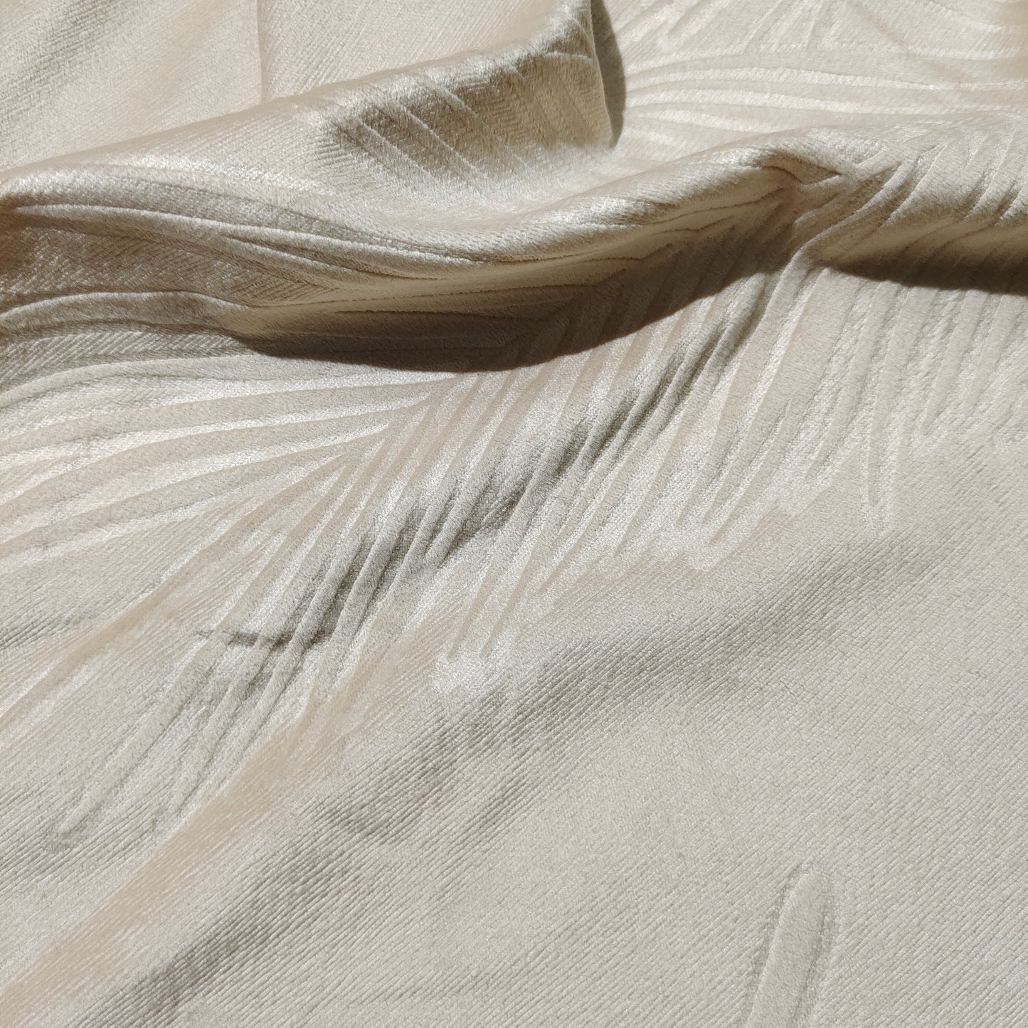 Beige Backout Fabric Velvet Embossed Pattern Leaves