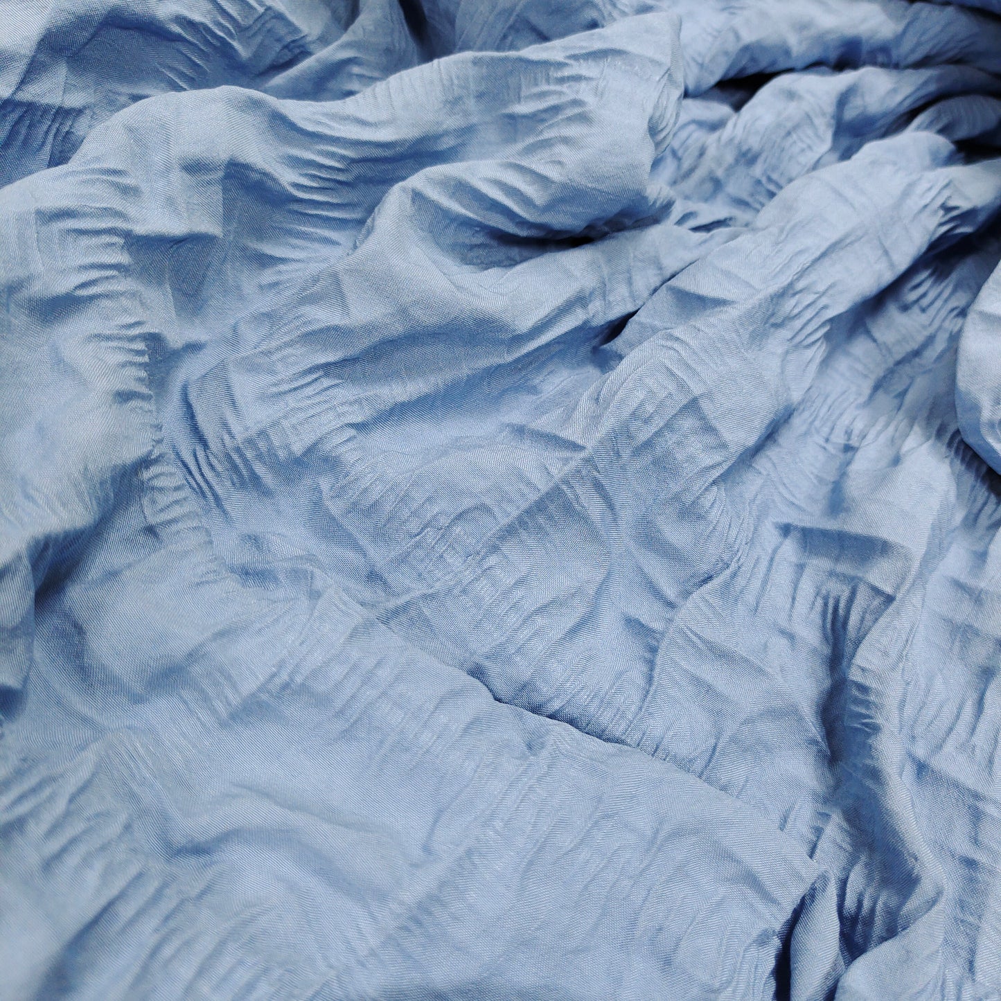 Blue Sandwash Microfiber Seersucker Fabric