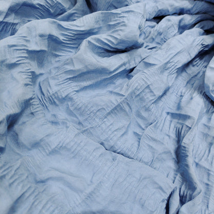 Blue Sandwash Microfiber Seersucker Fabric