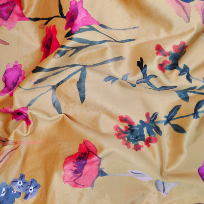 Retro Floral Printed Velvet