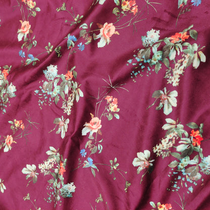 Mulberry Floral Sprig Brushed French Terry Knit