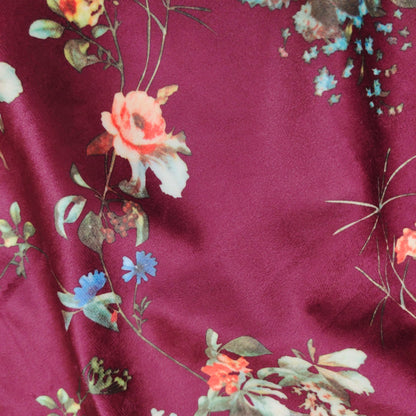 Mulberry Floral Sprig Brushed French Terry Knit