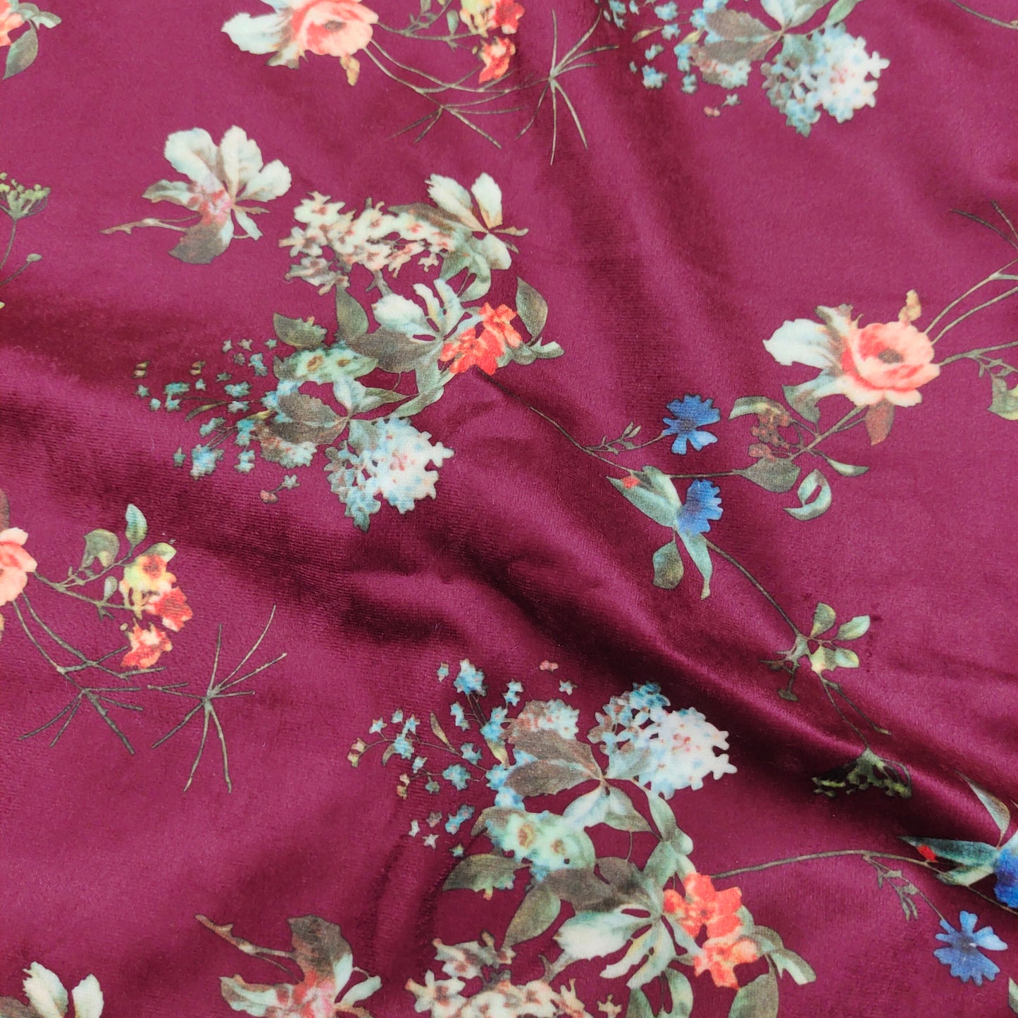 Mulberry Floral Sprig Brushed French Terry Knit