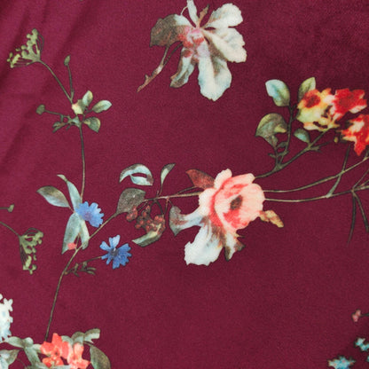 Mulberry Floral Sprig Brushed French Terry Knit