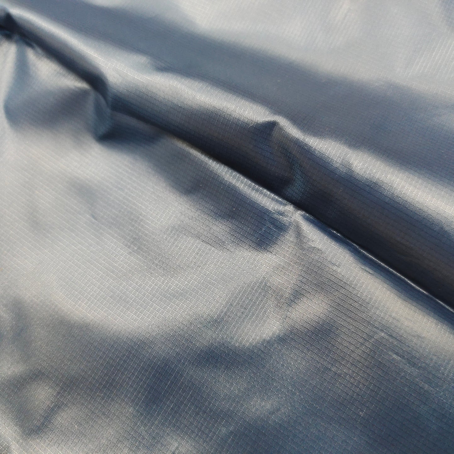 100% GRS Recycled  GreyBlue Square Lattice Taffeta