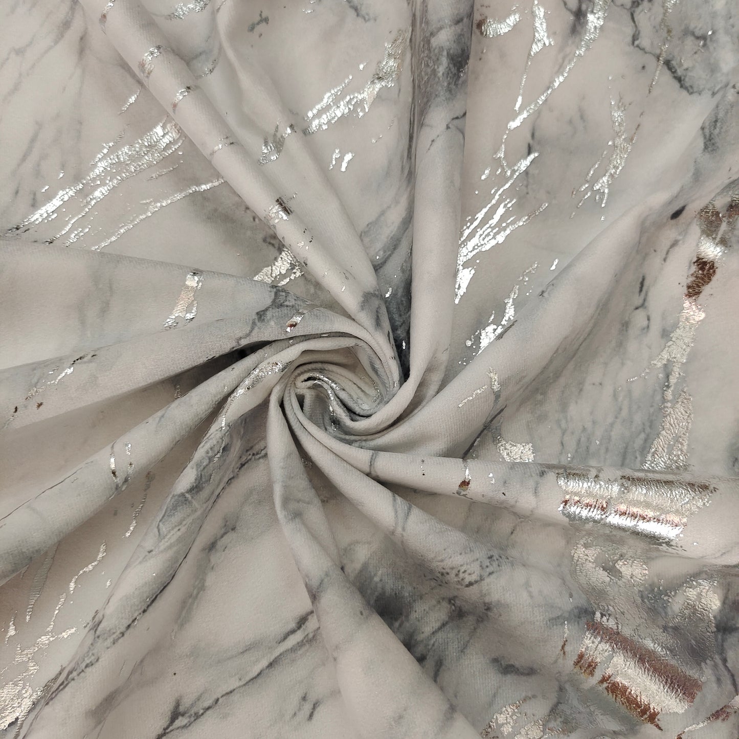Gray /Silver Velvet Digital Printed And Foil Printed