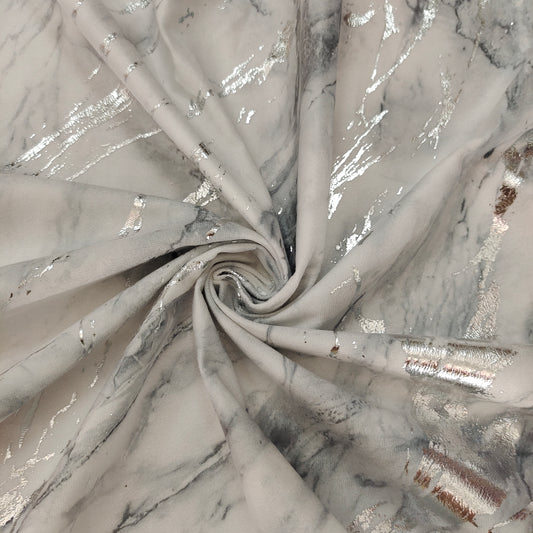 Gray /Silver Velvet Digital Printed And Foil Printed