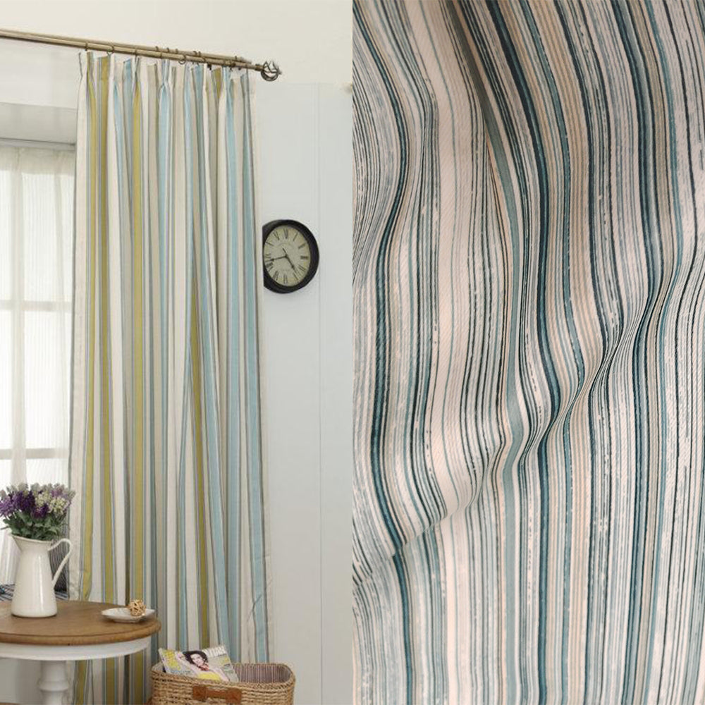 Green/Cream Stripe Flame Retardant Blackout Fabric