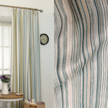 Green/Cream Stripe Flame Retardant Blackout Fabric