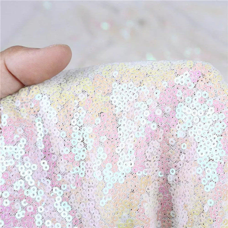Iridescent Wedding Glitter Sequin Fabric