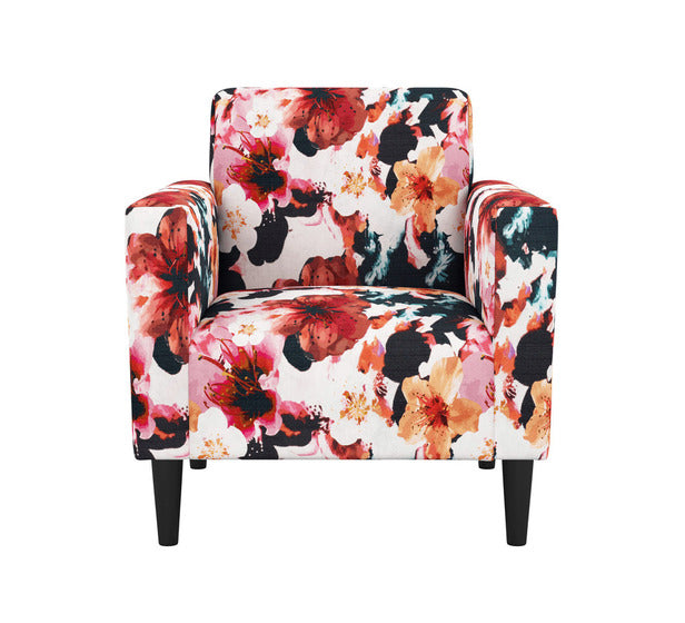 Red/Black Floral Printed Polyester Linen