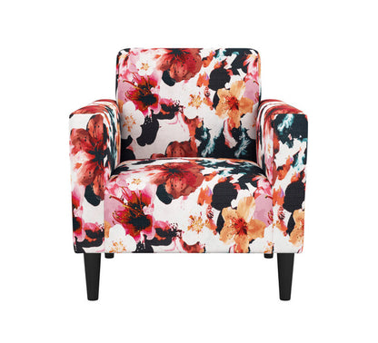 Red/Black Floral Printed Polyester Linen